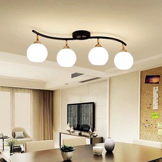 簡約現代四頭圓球吸頂燈 客廳臥室餐廳適用 光線柔和不刺眼, 咖啡色