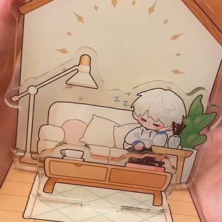 深空系列 亞克力桌面擺件游戲周邊戀與深空Q版可愛沈星回qq人3插立牌, 1個, Q版沈星回擺件1套