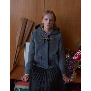 24FW [가격인하][캐시미어] 그레이 후드 더플 핸드메이드 숏 코트 HSCO4D101G2