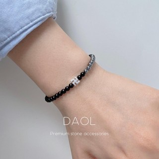 길상 보호 무광 오닉스 헤마타이트 만자 팔찌 남녀공용 심플 팔찌