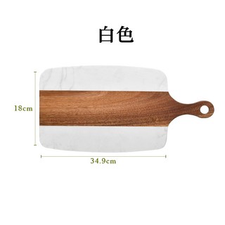 西式雙面相思木大理石砧板 披薩板 麵包板 點心板 34.9x18cm, 1個, 西式雙面相思木大理石披薩板-白