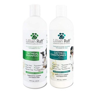 알로에와 보습 에센셜 오일로 건조한 피부와 가려움 완화를 위한 릴리안 러프 진정 오트밀 펫 샴푸 - 수분 보충 및 탈취 정상/민감한 피부를 눈물 없는 반려견 (16온스), 2 Oatmeal Shampoo & Conditione, 1개