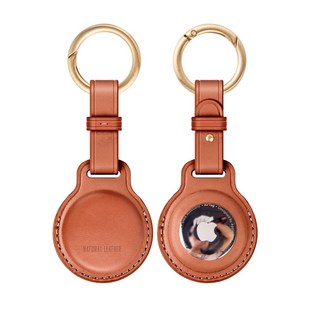 Airtag 真牛皮皮革保護套 追蹤定位器 防丟鑰匙圈 耐摔 耐刮 防衝擊 多色可選, 棕, 1個