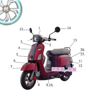 PGO 摩特動力 J-BUBU 車殼整流罩外殼烤漆件全車原廠色系, 1個, 面板飾條(水碳纖)