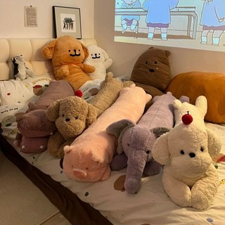 側睡長條抱枕 可愛動物造型長抱枕 毛絨玩具 夾腿側睡抱睡枕, 綠綠鱷魚,1.1米（暢銷款）, 綠綠鱷魚