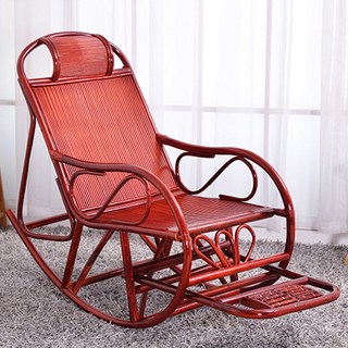 搖搖椅 躺椅 午睡椅 陽臺休閒椅 懶人沙發 藤搖椅 午休靠椅 老人搖椅 藤編懶人躺椅, 1個, 密板深色 加密款