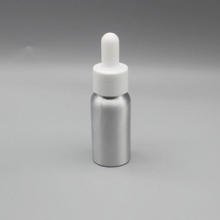 螺紋口白色奶嘴滴管鋁瓶 分裝精油純露原液密封空鋁罐 (30ml-100ml), 1個, 銀30ML配白色滴管