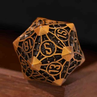 COC跑團骰子金屬骰子 TRPG多面克蘇魯DND骰子, 1個, 古銅尖角20面
