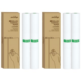 peripage 愛立熊 紙捲款 長效型 2捲入 適用Y200 210x30mm 1卷總長7.45米 留影10-15年, A4, 4捲