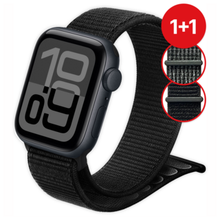 네노타 애플워치 스트랩 스포츠 루프 밴드, 2개, 블랙+블랙&화이트