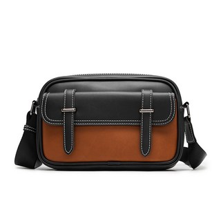 Wendy丨男士單肩包 防水隨身小包 輕便手機包 潮牌複古時尚斜背包 商務斜挎包 郵差包 簡約單肩斜背包 大容量百搭, 土黃色