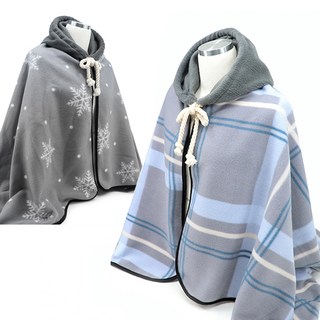 무릎담요 후드망토 체크 블루 / 겨울담요 무릎담요 후드담요