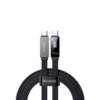 Mcdodo 麥多多 律動系列 跑馬燈數顯 Type-C to Type-C 100W 快充數據線, 黑色, 1個, 1.2m