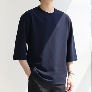 지지블랙 남성용 냉감 통기성 테리 아이스 쿨 주름 제로 링클프리 라운드 빅사이즈 7부 티셔츠