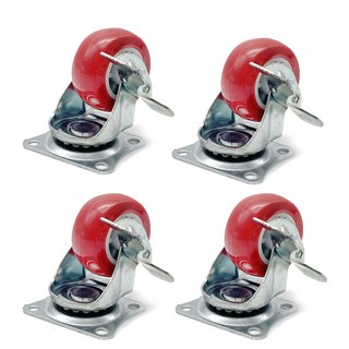 아이베란다 레드 우레탄 가구 바퀴 규격, 4개, 스토퍼회전바퀴 38mm JC