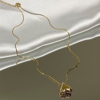尋常的店 個性金屬愛心鎖骨項鍊 金色/銀色