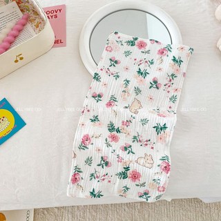 ins純棉紗大學生毛巾兒童紗布洗澡巾長方巾寶寶拍嗝巾枕巾擦汗巾doly, 1個, 花花兔 25*50四層長毛巾