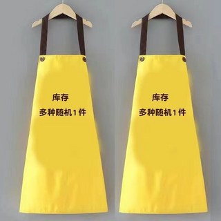 可愛帆布圍裙 女式家居 廚房烹飪腰部防污透氣耐磨防水防油圍裙 厨房围裙 工作服, 1個, 隨髮不定顔色款式混髮圍裙單