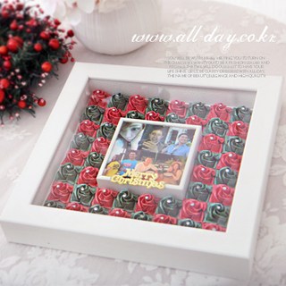 (원목액자)나에게 넌-종이장미 꽃 포토액자(크리스마스선물로인기)(색상변경가능), 완성품(사진처럼완성품), 1개