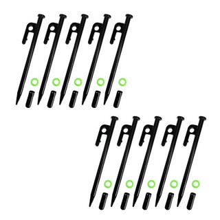 캠핑 고강도 단조팩 20cm 10개 텐트 타프 핑거 팩, 블랙