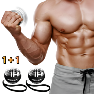 [1+1]불굴의힘 손목 강화 운동 자이로볼 스핀볼 파워볼, 1세트, 투명+투명