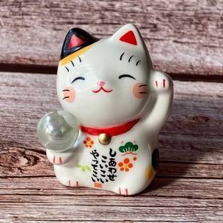 瀨戶市藥師窯 招福貓咪 金運招財 開運水晶球 吉祥物 - 2025招福貓, 白
