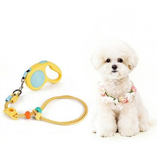 반려견 자동 리드줄 3m 꼬임방지 산책줄, 옐로우, 1개