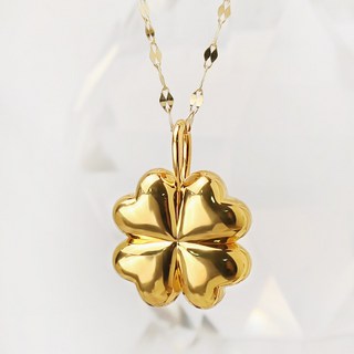 주리에떼 순금 24K 목걸이 데일리 플라워 블리스유 행운의 클로버 금 목걸이 여자친구 선물(14K/18K 체인)