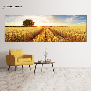 갤러리츠 가을 풍경 사진 황금들판 안방 침실 풍수지리 인테리어 액자, 중형-85x30(가로x세로cm), P223-노을 황금들판, 1개, 프레임색상