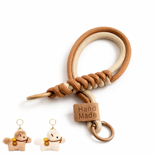 EIRAFUR 龍年馬年吉祥物絨毛小馬吊飾 鑰匙圈 棕色/白色