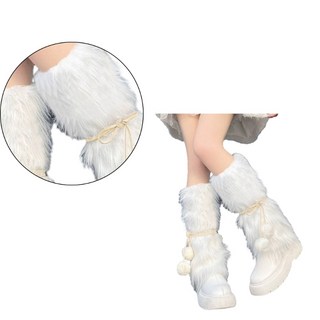 여성 플러시 보크노트 부츠 커프스 레그 워머 하라주쿠 고트 펑크 밴드 털 양말