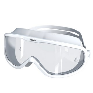 高清防霧大框泳鏡 潛水蛙鏡 成人 廣角 透明, 1個, 白色, 白色