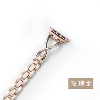 瑞克倉庫 Apple watch 單排鑲鑽金屬錶帶, 1個, 玫瑰金,38mm 40mm 41mm 通用