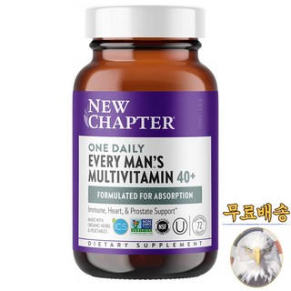 미국산 뉴챕터 원데일리 남성 멀티비타민 40+ 72정 맨즈 종합비타민 New Chapter Mens Multivitamin 선물증정, 1개