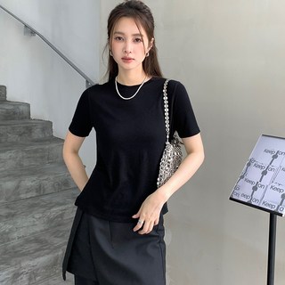 平價衣著 親膚舒適!天絲柔軟素面t恤 圓領T恤 素面短袖T恤 面膜上衣 短袖 T恤 短袖 上衣 短袖T 百搭素T, 黑