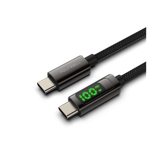 POLYWELL USB Type-C to C 100W 數位顯示PD快充線, 1個, 數顯PD快充線 Type C -1M