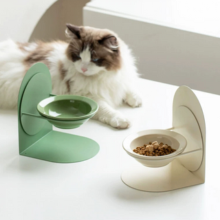 반려동물 높이조절 세라믹 식기 경사형 목보호 하이테이블 강아지 고양이 밥그릇 물그릇, 1개, 화이트02