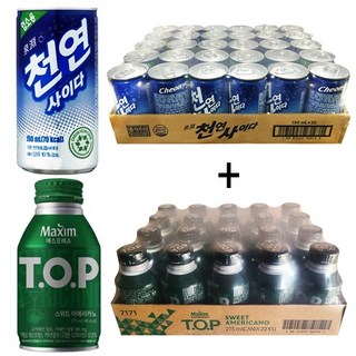 일화 천연사이다190ml(30캔) + 티오피 스위트아메리카노275ml(20캔), 50개, 190ml
