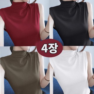 1+1+1+1 여성 캐주얼 티셔츠 편안한 민소매 반폴라 반팔티 여름 데일리룩 세트