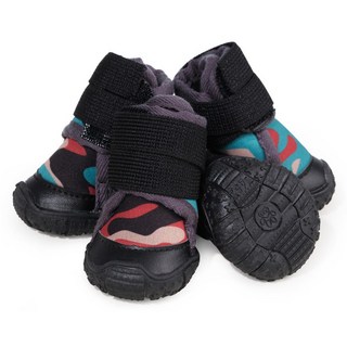 FX00175 애견 반려견 신발 겨울 강아지 방수 미끄럼 방지 슈즈 털신발 초경량 양털 산책 야외 발보호 말랑화 부츠, 파랑, 1개