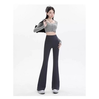 Cavensi 大尺碼現貨M-4XL微喇叭鯊魚褲 加絨喇叭褲 瑜珈褲 刷毛長褲 加絨鯊魚褲