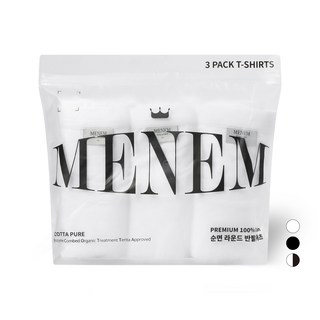 미넴 남녀공용 면티 S~5XL 3장 빅사이즈 30수 에코타퓨어 순면 반팔티