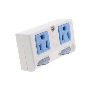 東亞 180度插頭3P壁插 台灣製造 電腦插座 旋轉壁插 2開2座 旋轉插座 轉接頭 可轉動插座 安全開關插座, 1個, 藍色