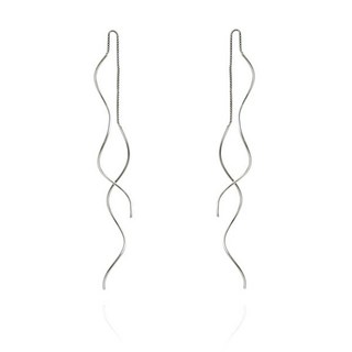 Beixiter Spiral Tassel Threader Dangle 귀걸이 925 스털링 실버 트위스트 커브 와이어 스월 풀스루