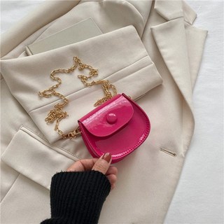 韓版時尚迷你鏈條斜背包 復古PU馬鞍包 小巧隨身包