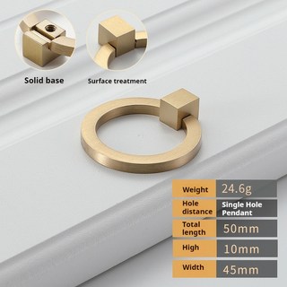 實心銅拉手抽屜旋鈕衣櫃門把手，新中式簡約復古風格，適用於廚櫃門及各式家具, 1個, 圓形-金色