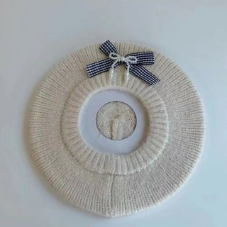 珍珠蝴蝶結貝雷帽 美拉德針織毛線帽 秋冬百搭帽子