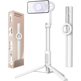 KraftGeek iPhone MagSafe용 자석 휴대폰 삼각대 64인치 셀카봉 삼각대 스탠드 영상 녹화 블로깅 및 콘텐츠 제작용