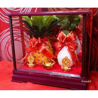 壓框彩頭鳳梨組 蘿蔔鳳梨組 入厝/開工送禮 開店/競選總部賀禮 旺來菜頭 開幕送禮, 1個, 雙鳳梨+簡易賀卡