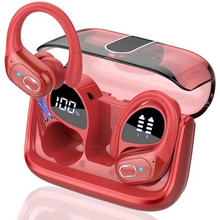 앱트도 무선 이어버드 75시간 노이즈 이어훅 로즈 오버 베이스 헤드폰 이어버드 스포츠 딥 방수 5.4 이어폰 스테레오 이어버드 IPX7 골드 2025 ENC 블루투스 블루투스, Red, 1개